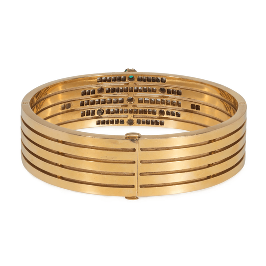 Antique 18KT Yellow Gold Multigem Bangle Bracelet back