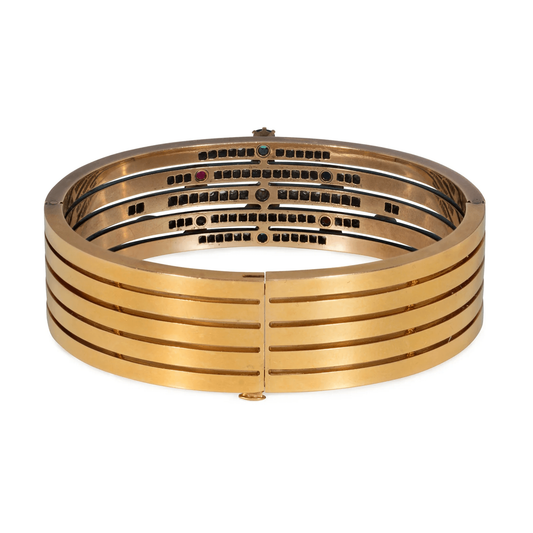 Antique 18KT Yellow Gold Multigem Bangle Bracelet back