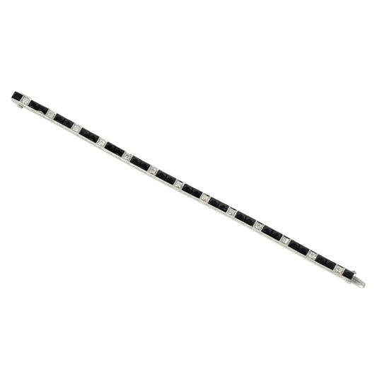 Art Deco Platinum Diamond & Onyx Bracelet front