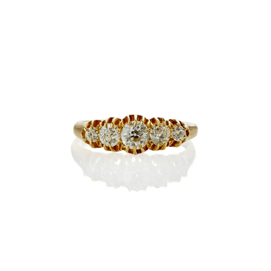 Edwardian 18KT Yellow Gold Diamond Ring front