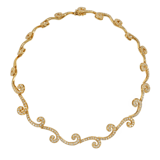 1960s 18KT Yellow Gold Diamond Necklace front