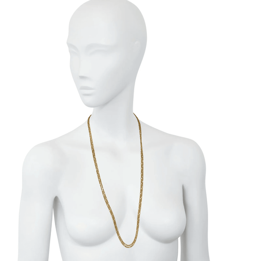 French Antique 18KT Yellow Gold Necklace on neck