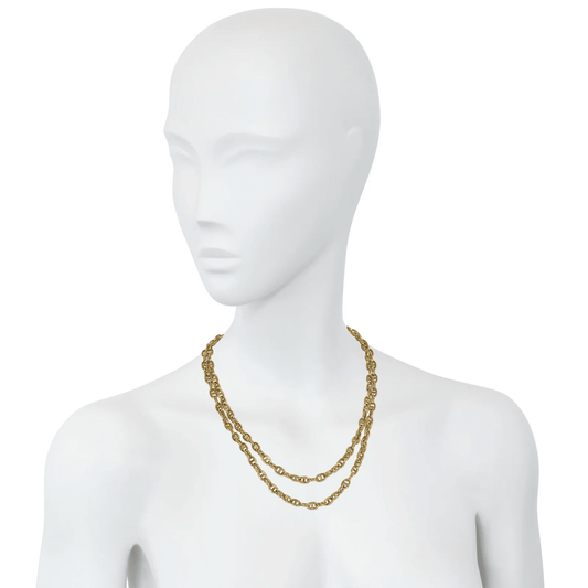 Boucheron French 1960s 18KT Yellow Gold Necklace on neck