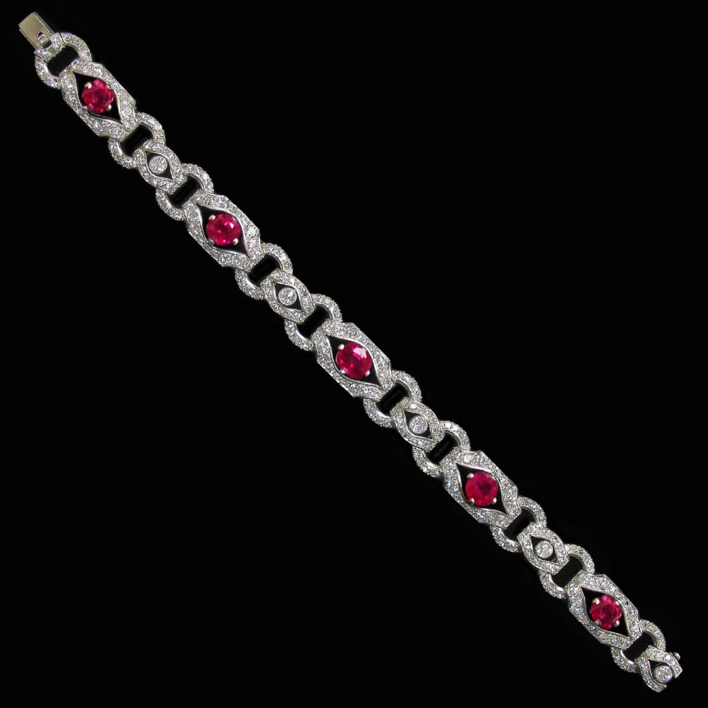 1930s Platinum Ruby & Diamond Bracelet front