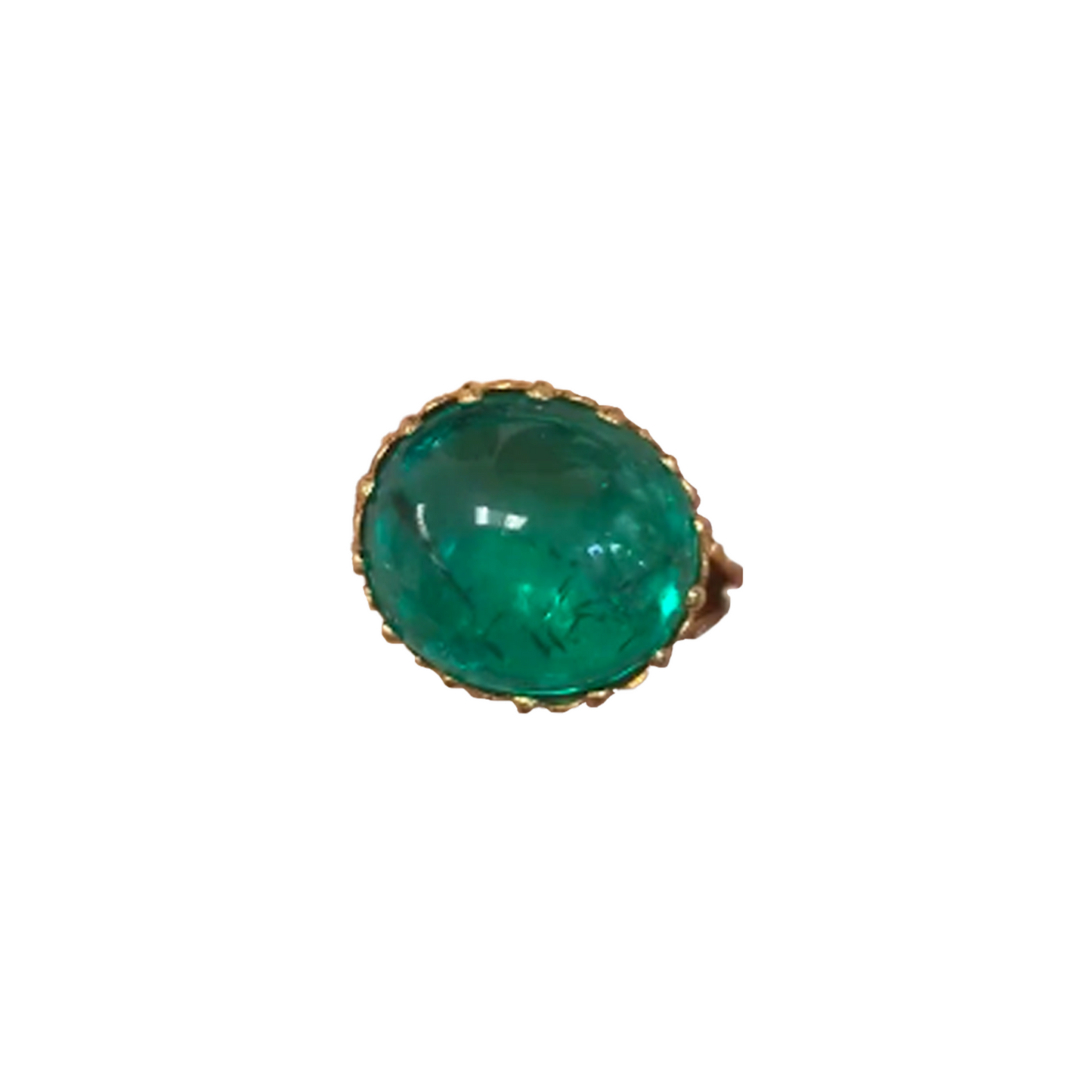 Antique 18KT Yellow Gold Colombian Emerald Ring front view