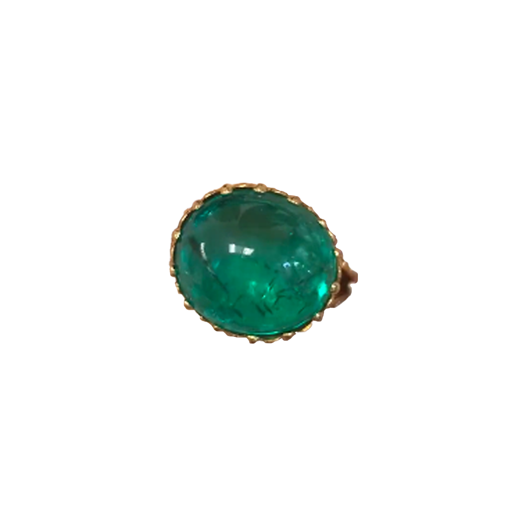 Antique 18KT Yellow Gold Colombian Emerald Ring front view