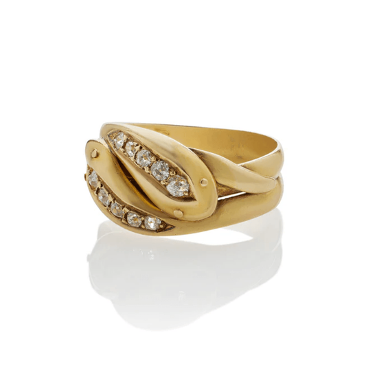 Victorian 18KT Yellow Gold Diamond Snake Ring side