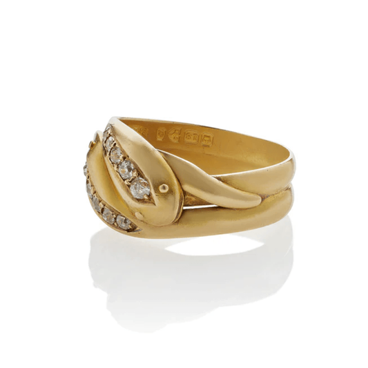 Victorian 18KT Yellow Gold Diamond Snake Ring side