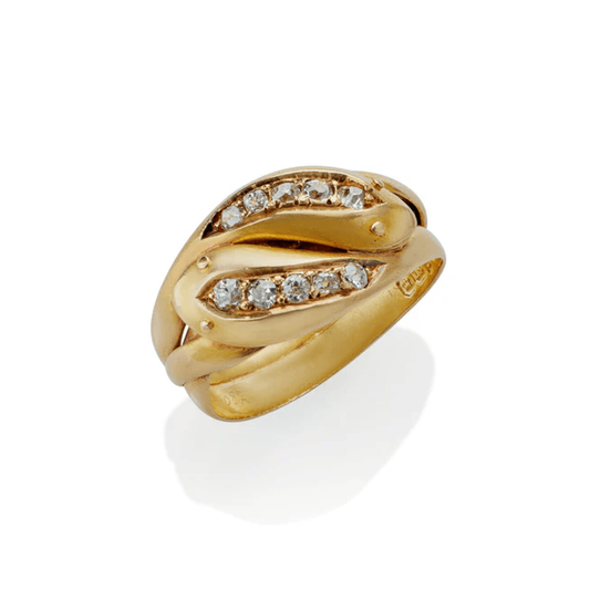 Victorian 18KT Yellow Gold Diamond Snake Ring top