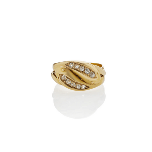 Victorian 18KT Yellow Gold Diamond Snake Ring front