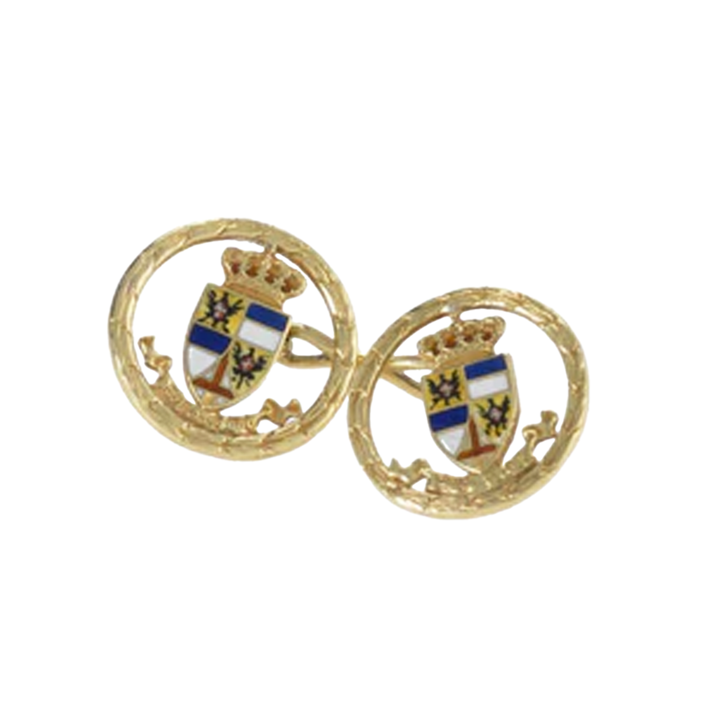 1960s 18KT Yellow Gold Enamel Cufflinks front