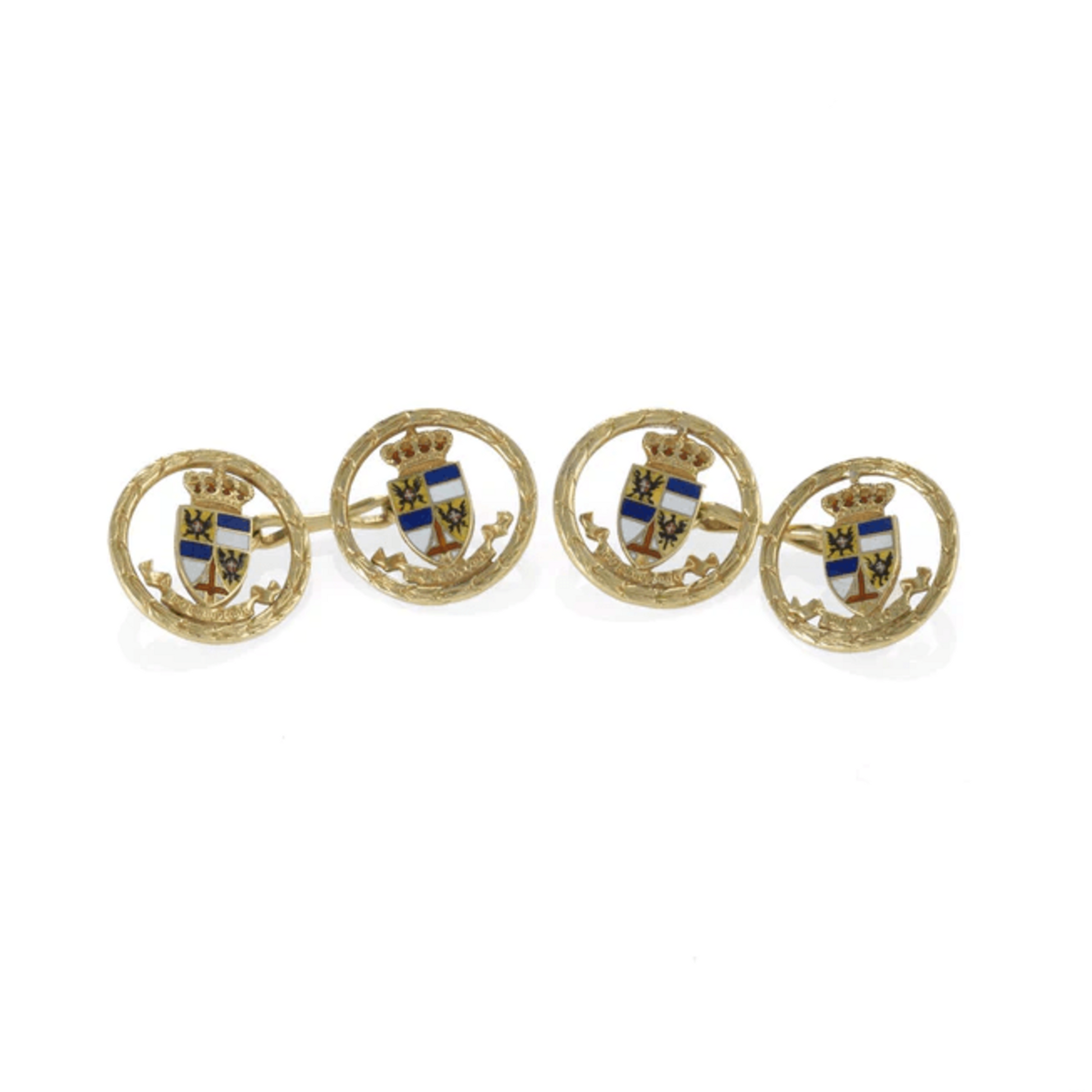 1960s 18KT Yellow Gold Enamel Cufflinks front