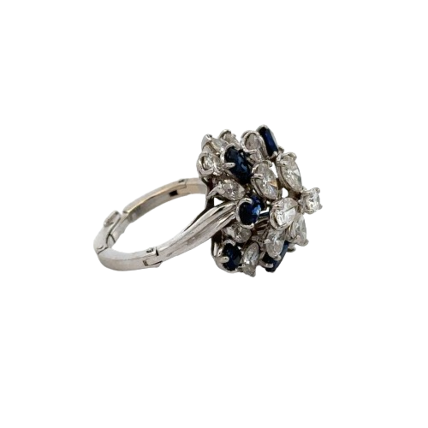 1970s Platinum Sapphire & Diamond Ring side