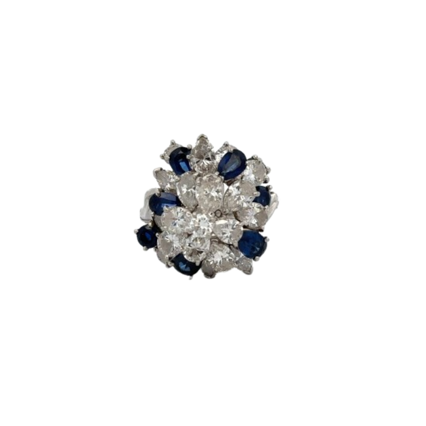 1970s Platinum Sapphire & Diamond Ring front