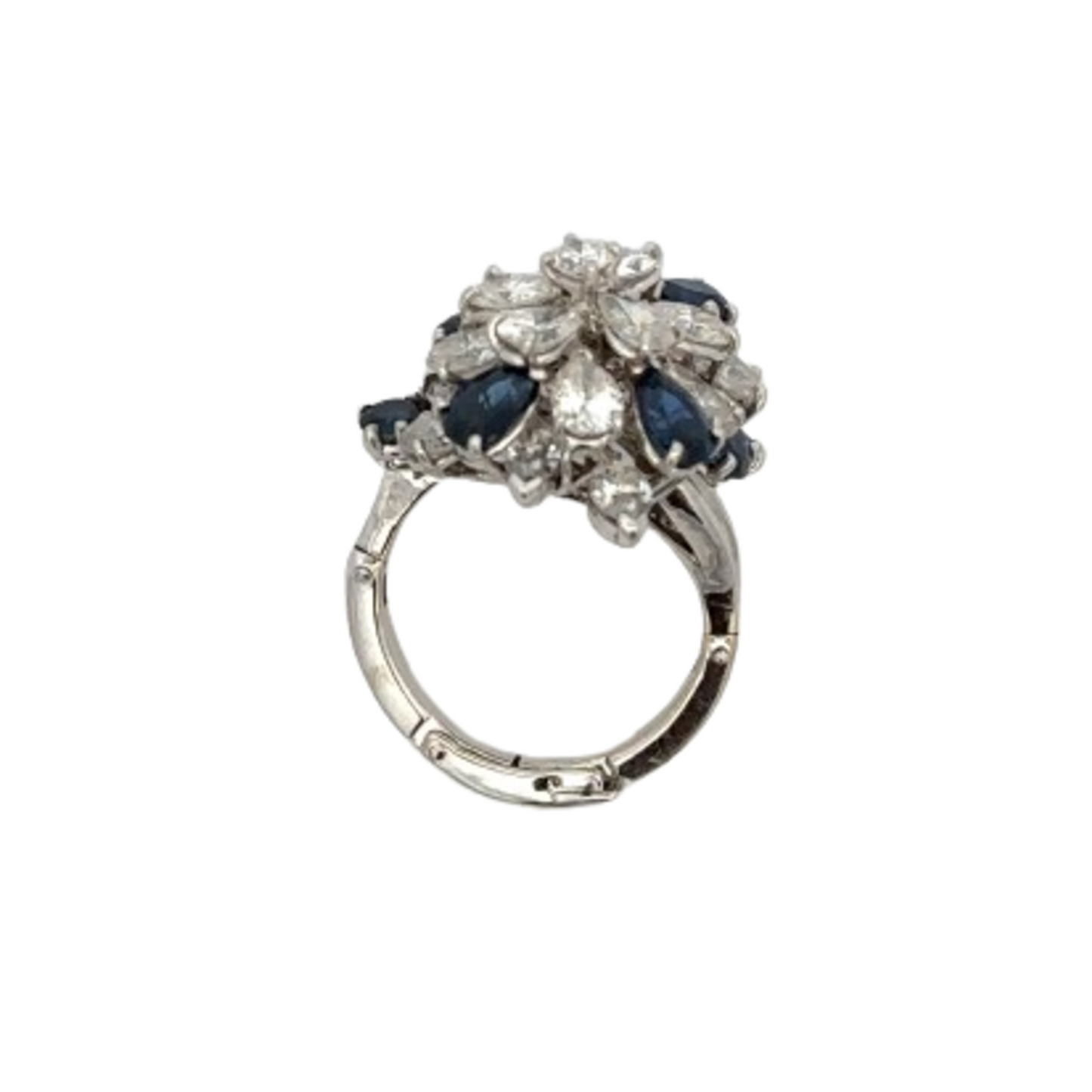 1970s Platinum Sapphire & Diamond Ring profile