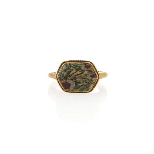 Renaissance Gilt & Ancient Roman Mosaic Glass Ring front