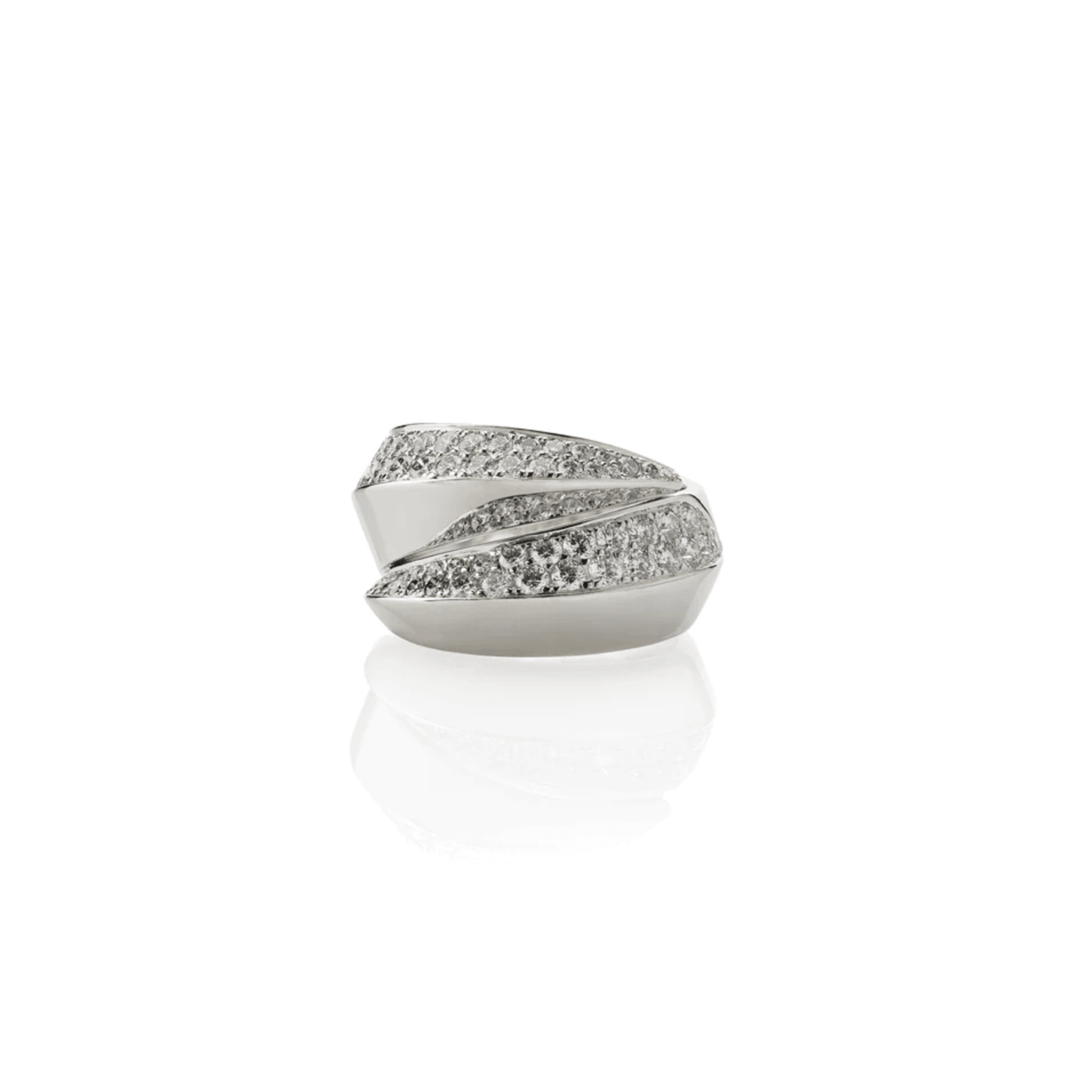 Cartier Paris Post-1980s 18KT White Gold Diamond Panthère Griffe Ring front