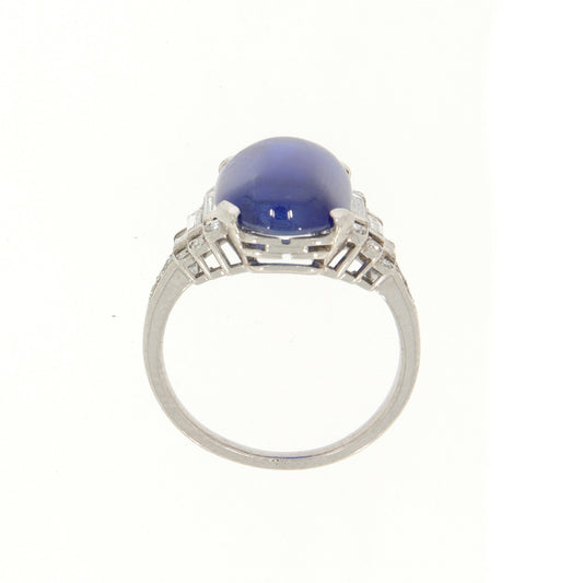 1930s Platinum Sapphire & Diamond Ring profile
