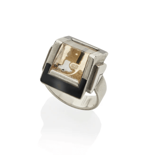 Jean Després and Étienne Cournault French 1930s Silver Bijoux-Glace Ring top