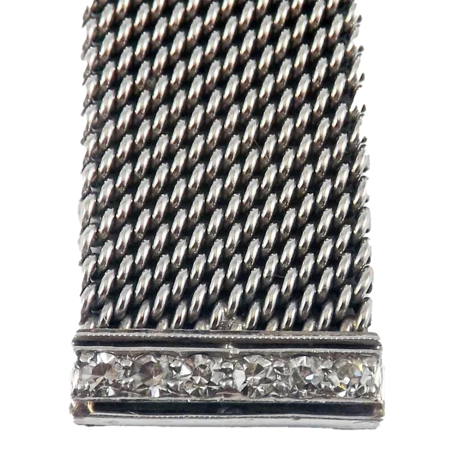 J.E. Caldwell Audemars Piguet Art Deco Platinum Diamond Watch Bracelet close-up of clasp