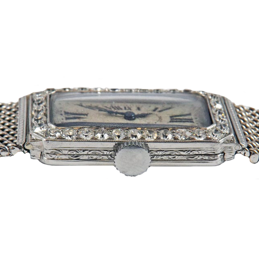 J.E. Caldwell Audemars Piguet Art Deco Platinum Diamond Watch Bracelet side