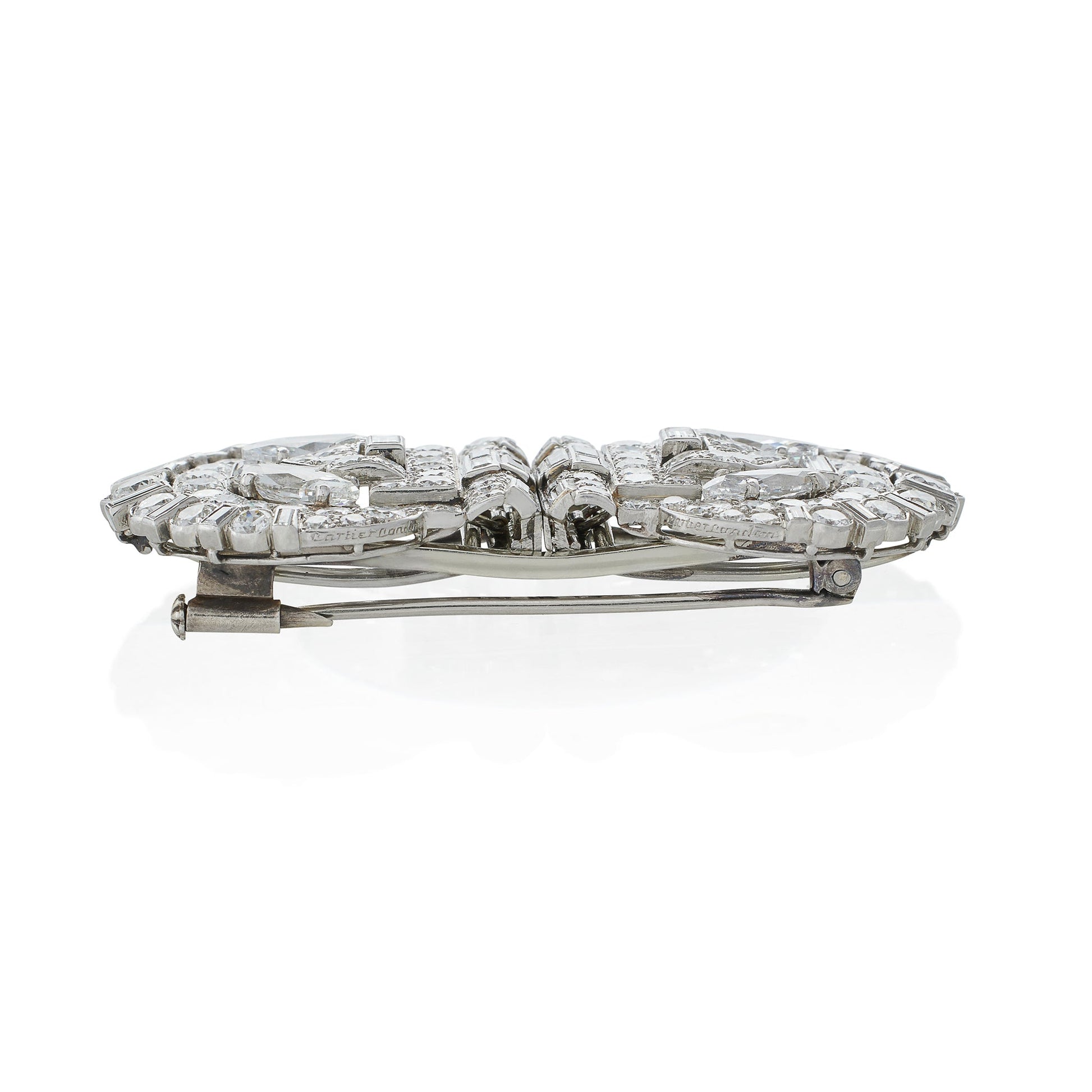 Cartier London 1930s Platinum Diamond Brooch profile