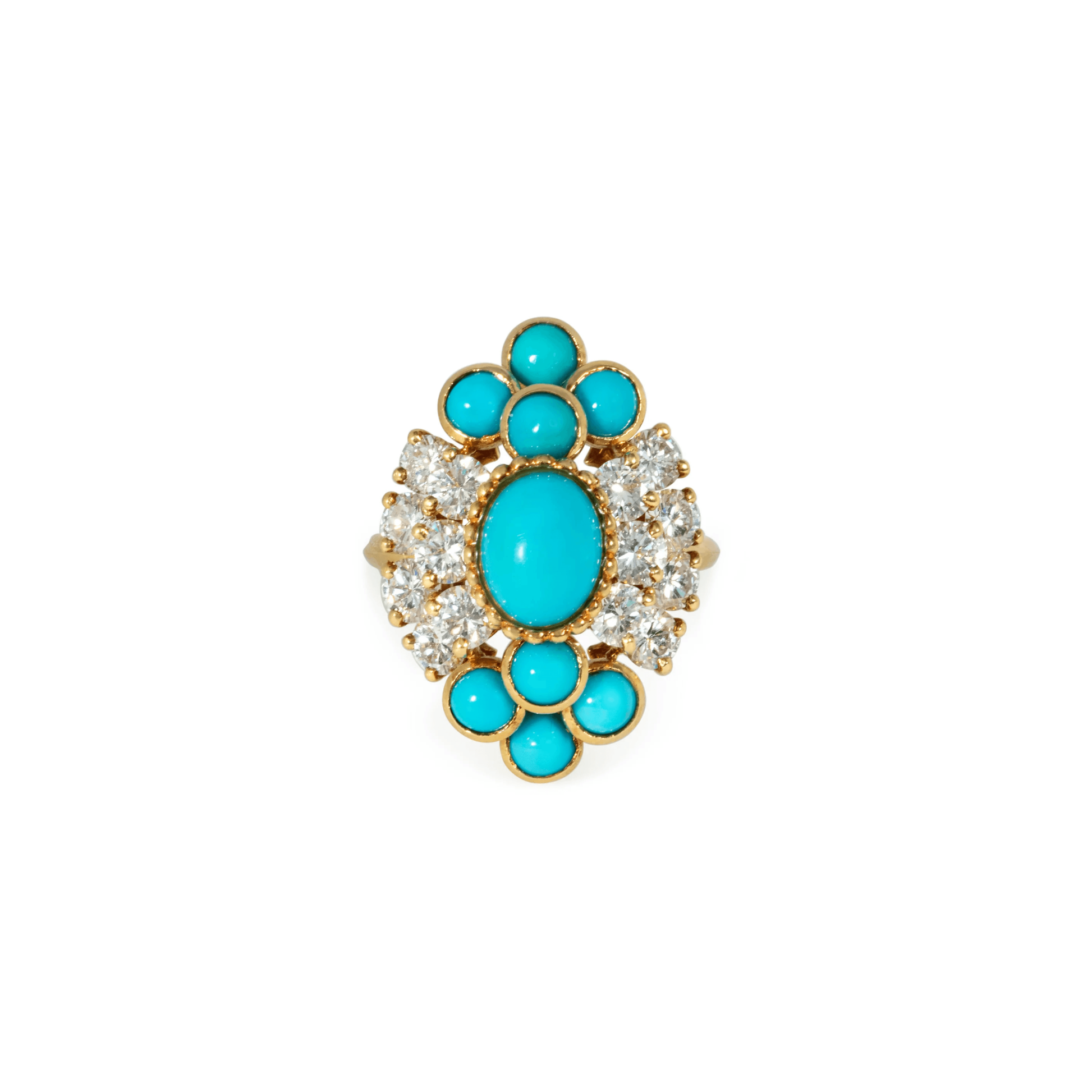 Boucheron Paris 18KT Yellow Gold Turquoise & Diamond Ring front