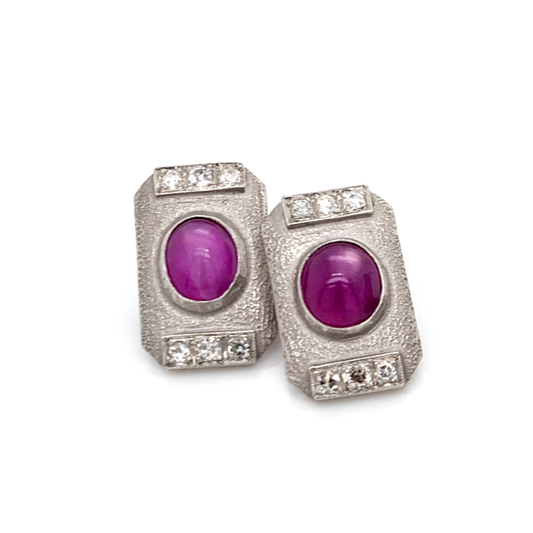 Art Deco Platinum Ruby & Diamond Cufflinks front