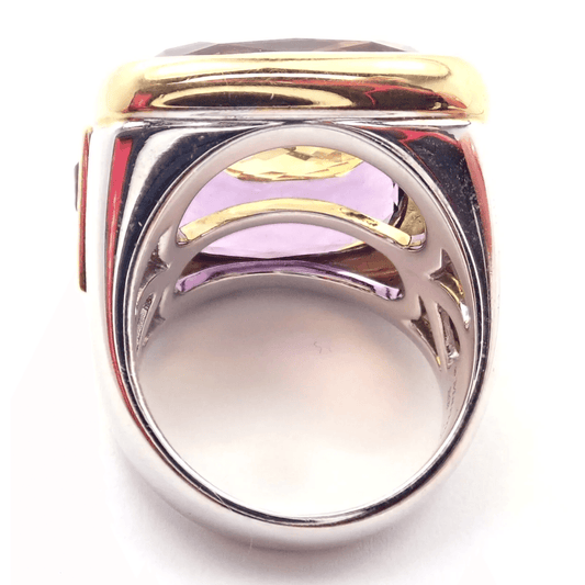 Marina B. 1980s 18KT White & Yellow Gold Amethyst & Citrine Ring back