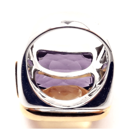 Marina B. 1980s 18KT White & Yellow Gold Amethyst & Citrine Ring back