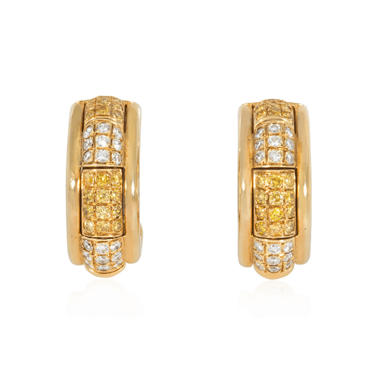 Boucheron Paris Post-1980s 18KT Yellow Gold Coral, Diamond, Onyx & Wood Interchangeable Pluriel Earrings front