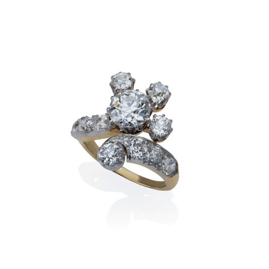 Edwardian Platinum & 18KT Yellow Gold Diamond Ring front