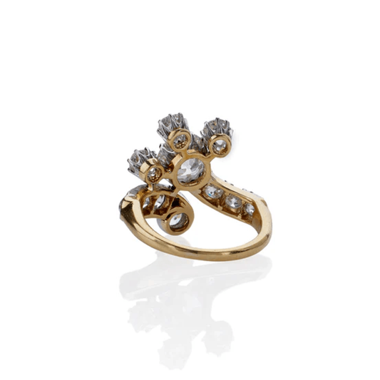 Edwardian Platinum & 18KT Yellow Gold Diamond Ring back