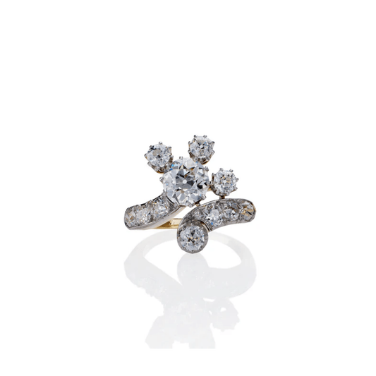 Edwardian Platinum & 18KT Yellow Gold Diamond Ring front