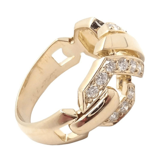 Cartier 1980s 18KT Yellow Gold Diamond Fox Trot Ring side