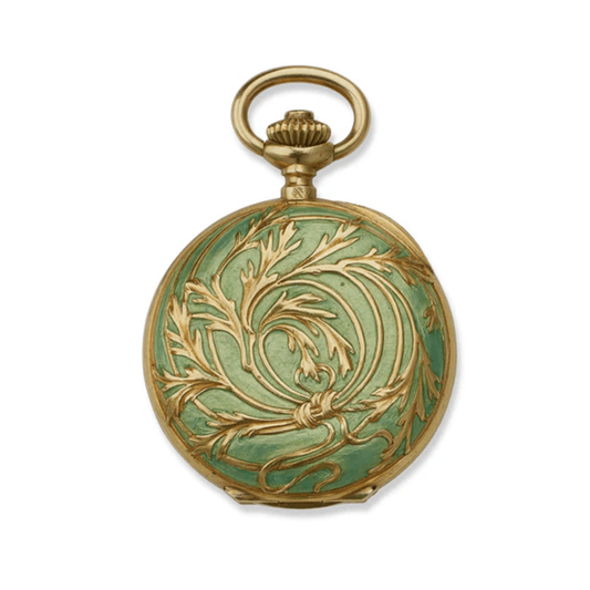 René Lalique Art Nouveau 18KT Yellow Gold Enamel Watch Pendant back