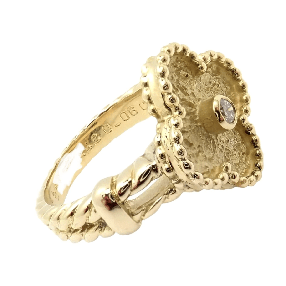 Van Cleef & Arpels Post-1980s 18KT Yellow Gold Diamond Alhambra Ring side