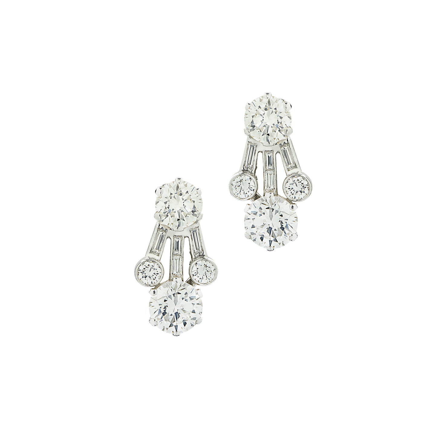 Harry Winston 1970s Platinum Diamond Earrings front