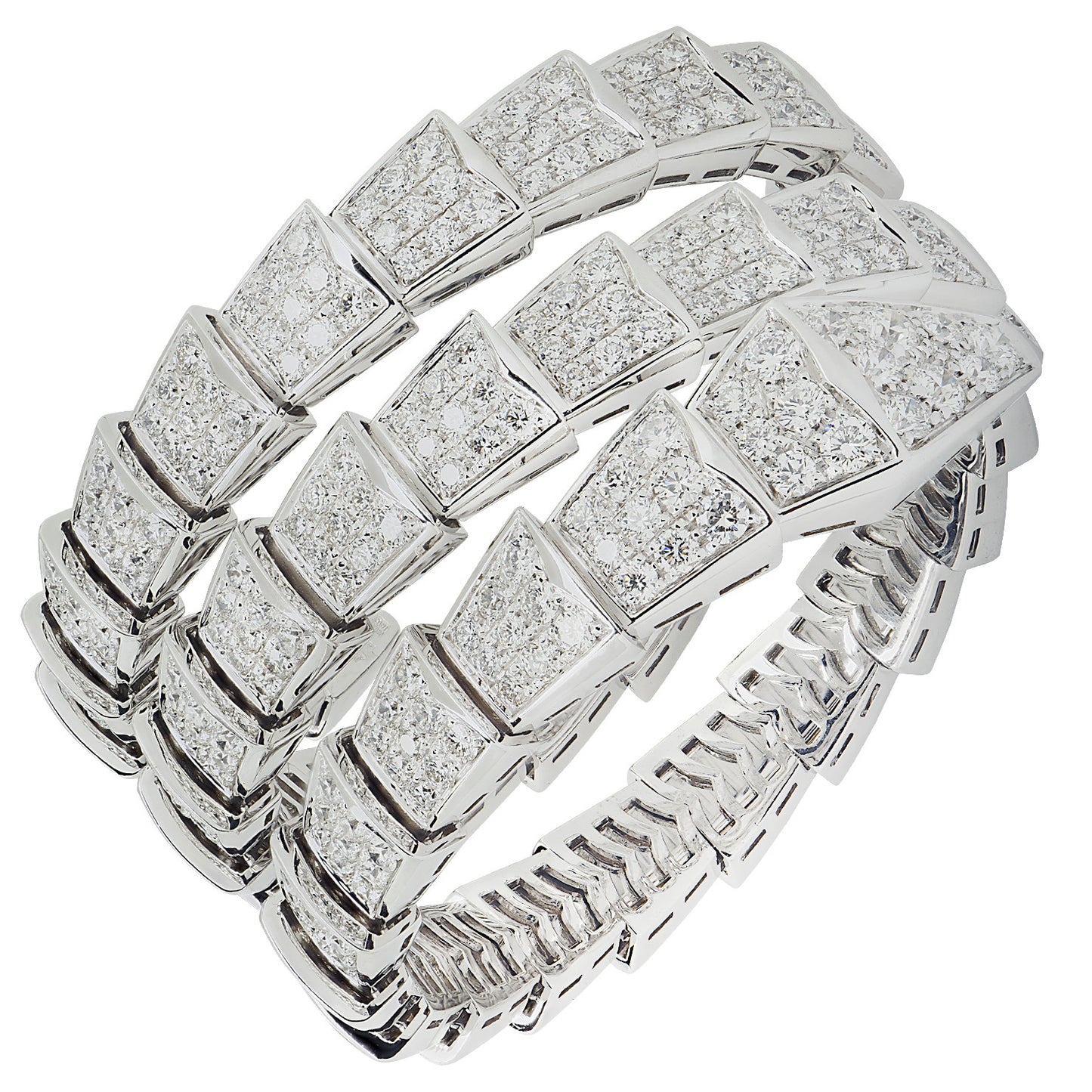 Bulgari Post-1980s 18KT White Gold Diamond Serpenti Viper Bracelet side