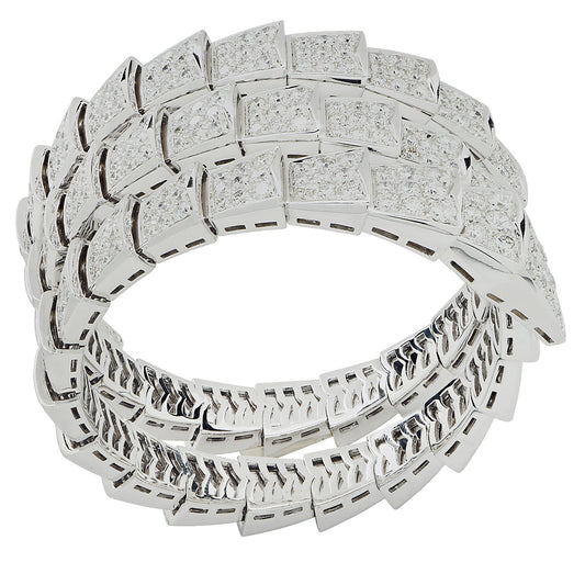 Bulgari Post-1980s 18KT White Gold Diamond Serpenti Viper Bracelet profile