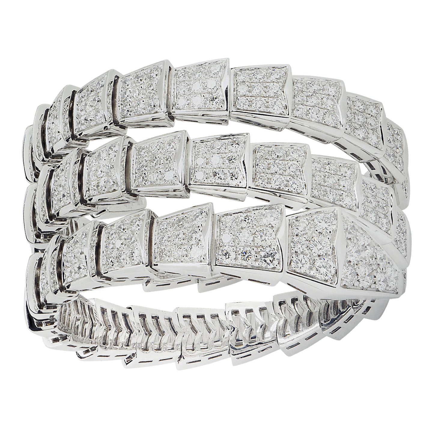 Bulgari Post-1980s 18KT White Gold Diamond Serpenti Viper Bracelet front