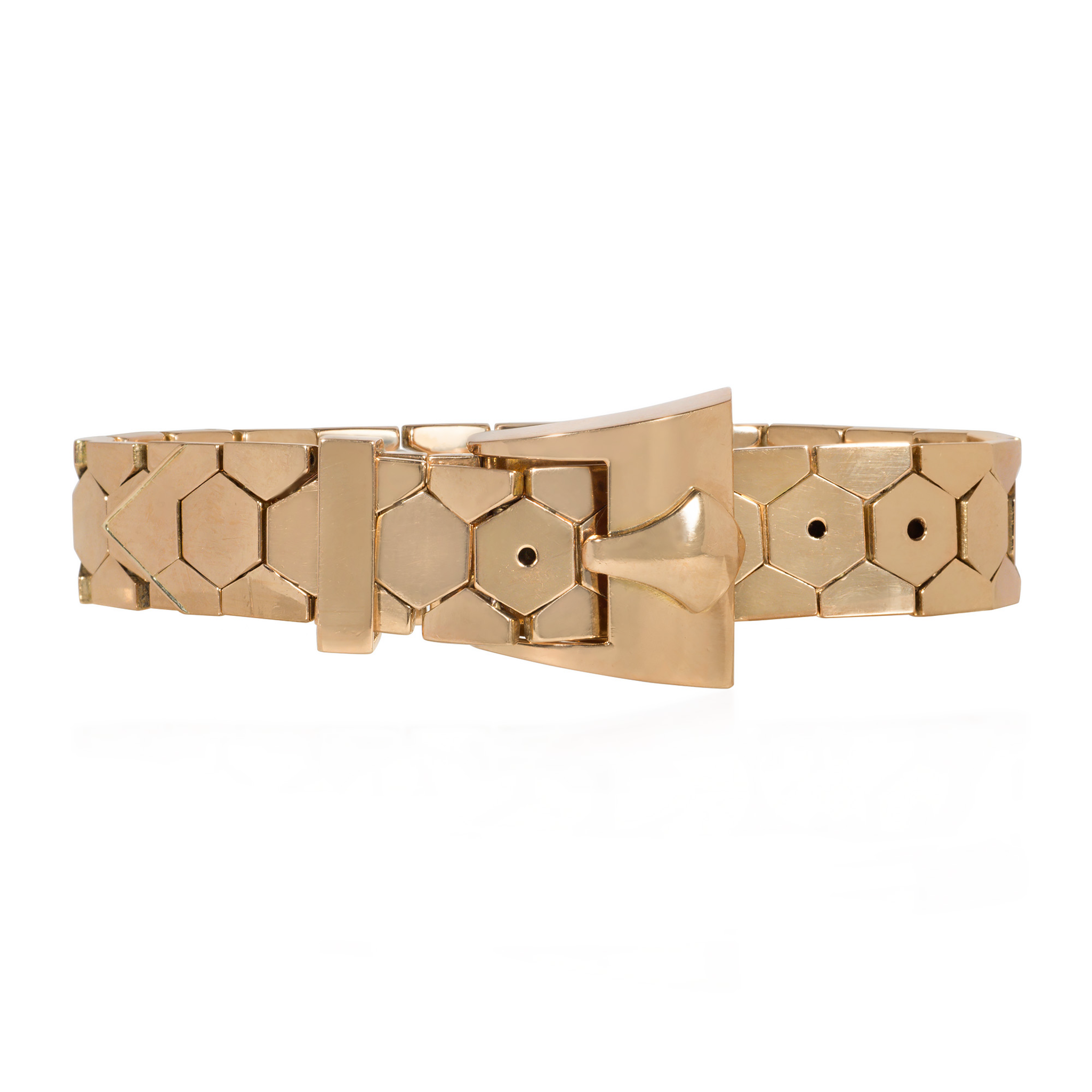 Retro 18KT Yellow Gold Belt Bracelet front