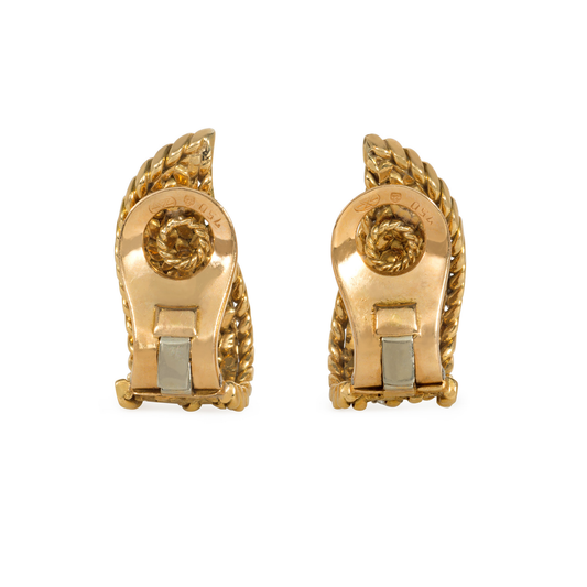 Georges Lenfant French 1960s 18KT Yellow Gold Diamond Earrings back