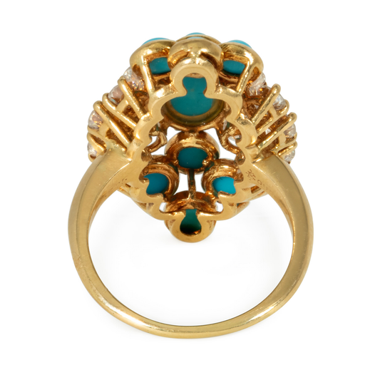 Boucheron Paris 18KT Yellow Gold Turquoise & Diamond Ring back