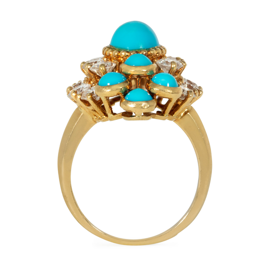 Boucheron Paris 18KT Yellow Gold Turquoise & Diamond Ring profile