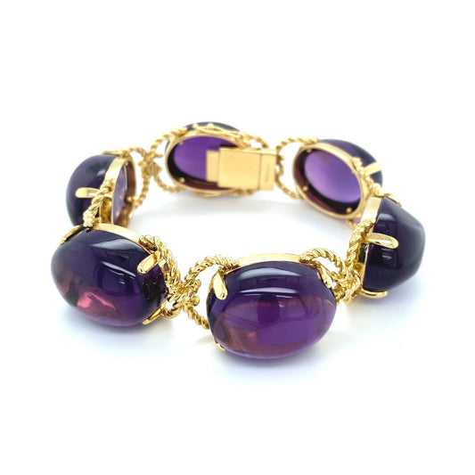 Fulco di Verdura Post-1980s 18KT Yellow Gold Amethyst Bracelet front