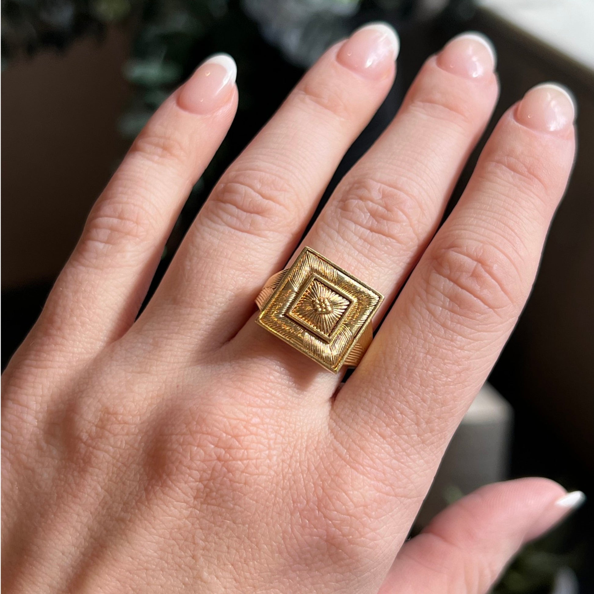 Buccellati Post-1980s 18KT Yellow Gold Ring on finger