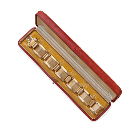 Ernest Le Sénéchal French Retro 18KT Yellow Gold Bracelet in original box