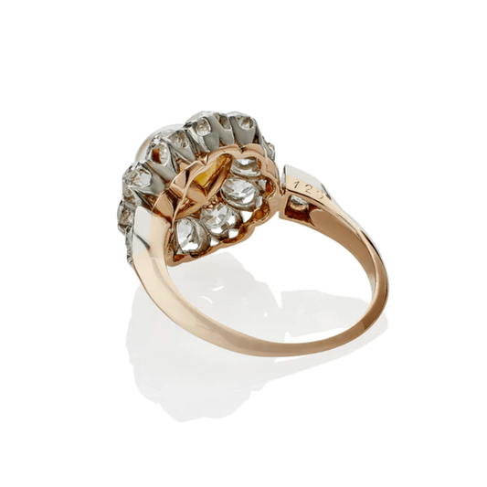 Edwardian Platinum & 18KT Yellow Gold Pearl & Diamond Ring back