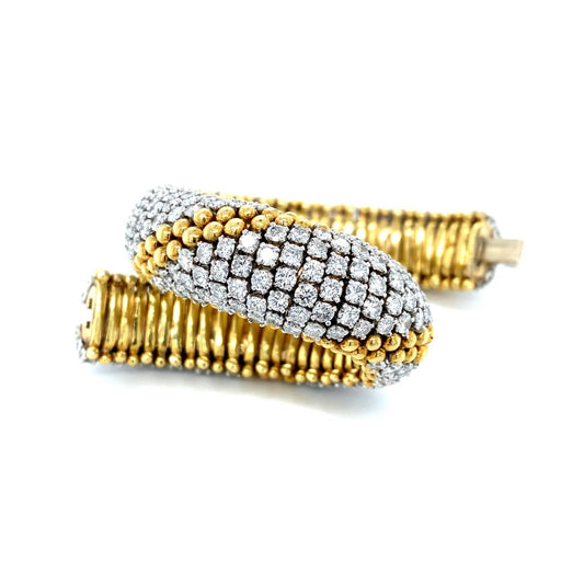 1960s 18KT Yellow Gold Diamond Couscous Bracelet front